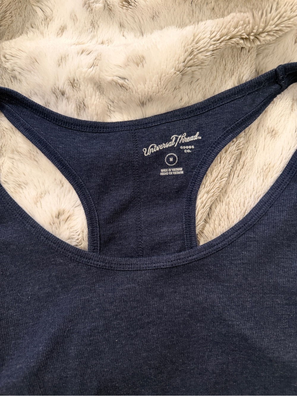 Universal Thread Navy Racerback Tank Top Ribbed Fitted Minimalist Everyday Basic - Picture 3 of 4